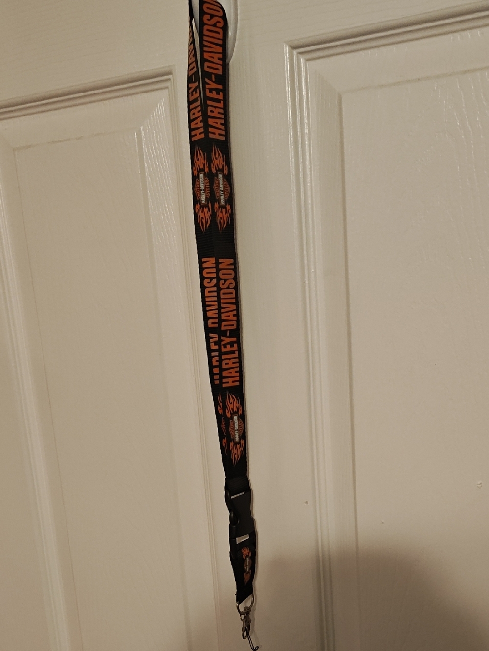 Harley-Davidson Black and Orange Logo Lanyard with Flame Accent
